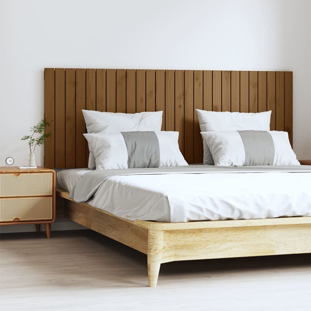 vidaXL Tête de lit murale marron miel 166x3x60 cm bois de pin massif