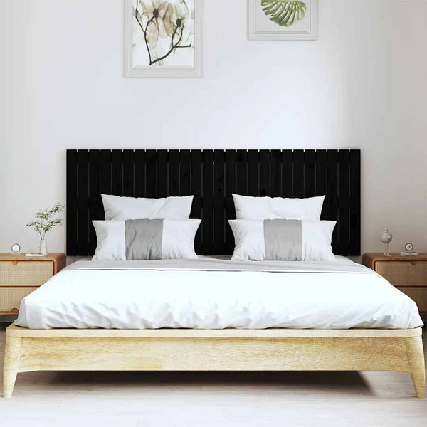 vidaXL Tête de lit murale Noir 166x3x60 cm Bois de pin massif