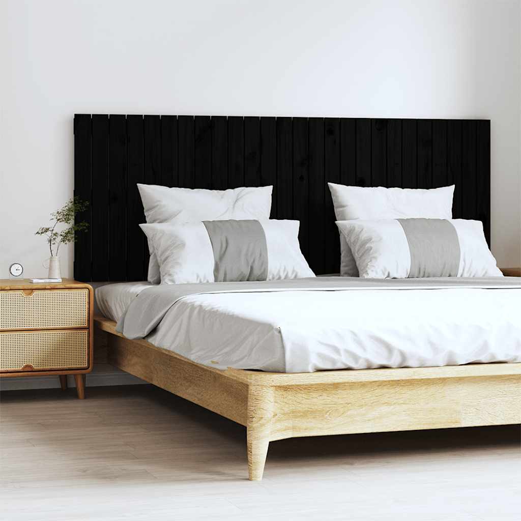 vidaXL Tête de lit murale Noir 166x3x60 cm Bois de pin massif