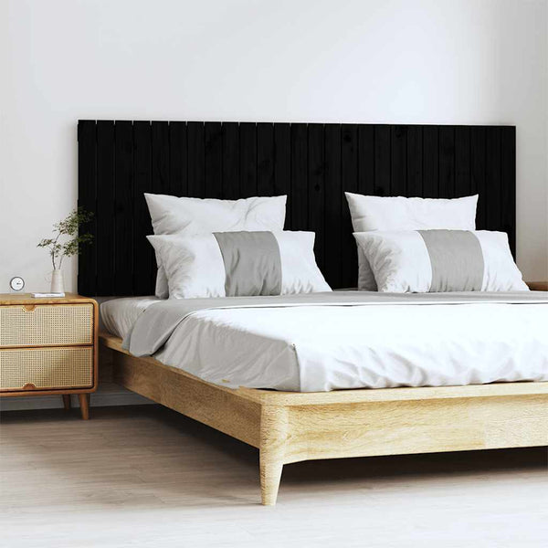 vidaXL Tête de lit murale Noir 166x3x60 cm Bois de pin massif