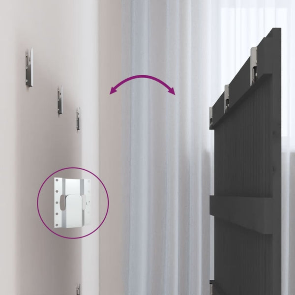 Wand Kopfteil Grau 185cm Kiefer Massivholz