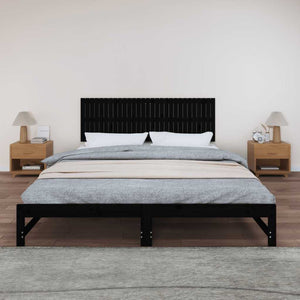 Schwarzes Wandkopfteil 185 cm Kiefer Massivholz