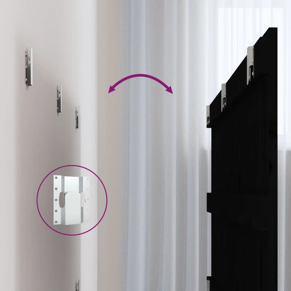 Schwarzes Wandkopfteil 185 cm Kiefer Massivholz