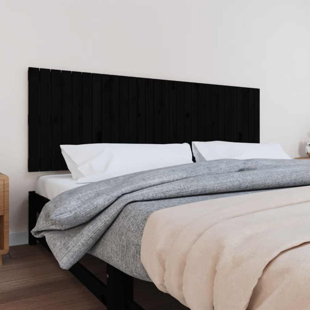 vidaXL Wall Headboard Black 185x3x60 cm Solid Pine Wood