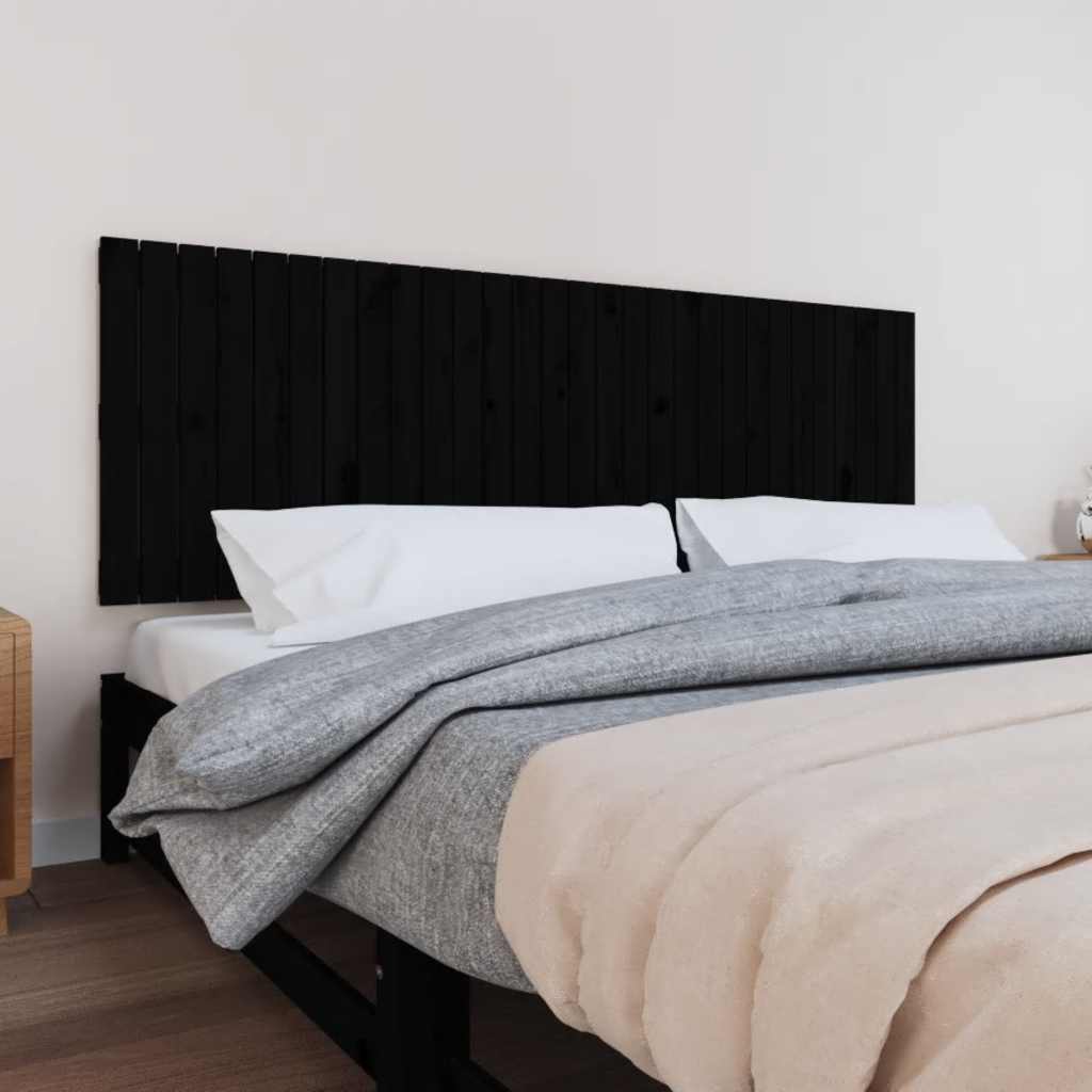 Schwarzes Wandkopfteil 185 cm Kiefer Massivholz