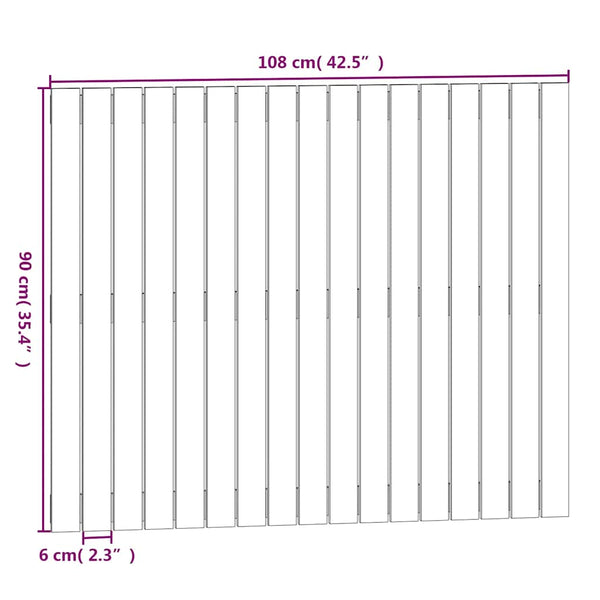 Graues Wand-Kopfteil 108x90 cm Massivholz