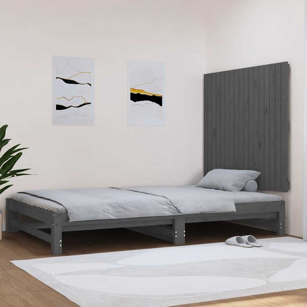 Graues Wand-Kopfteil 108x90 cm Massivholz