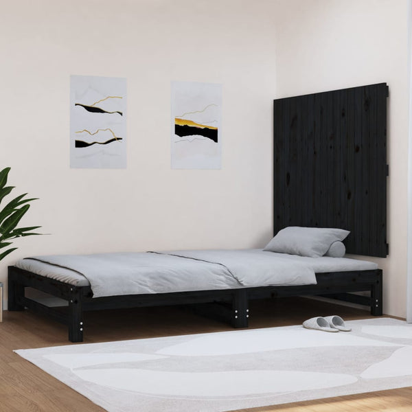 Schwarzes Wand-Kopfteil 108cm Kiefer Massivholz
