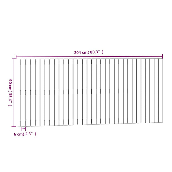 vidaXL Tête de lit murale Blanc 204x3x90 cm Bois de pin massif