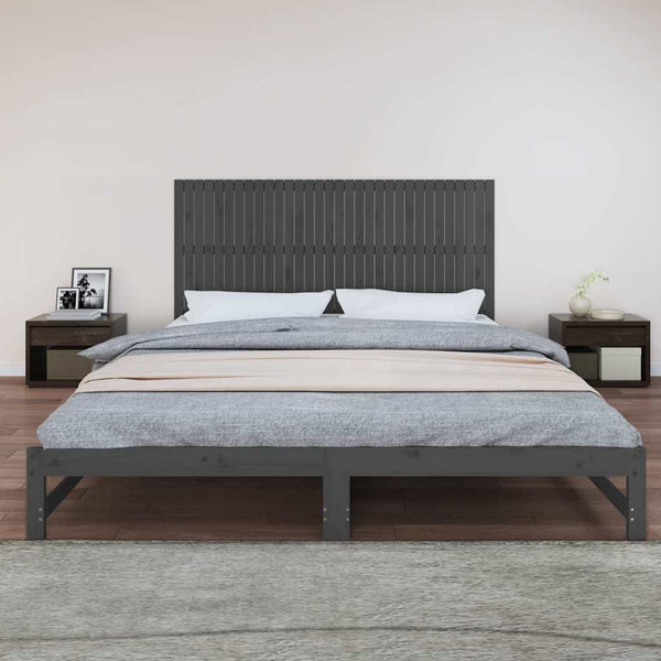 Wand Kopfteil Grau 204cm Massivholz