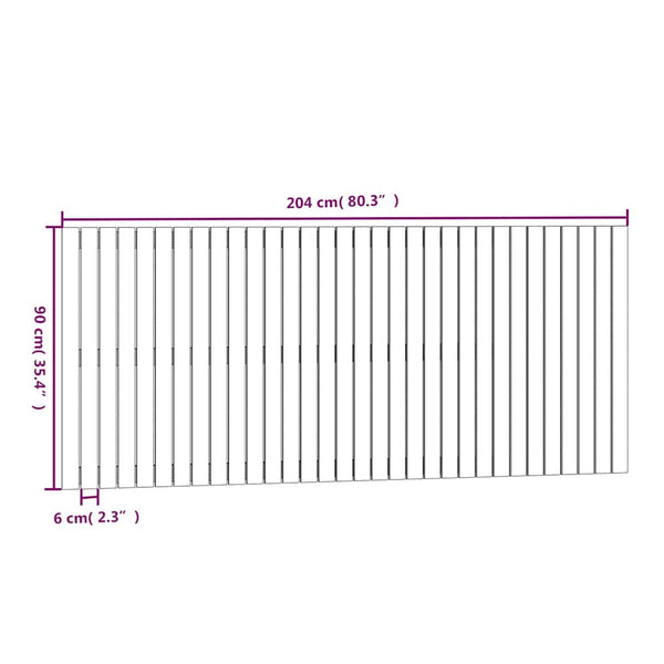 Wand Kopfteil Grau 204cm Massivholz