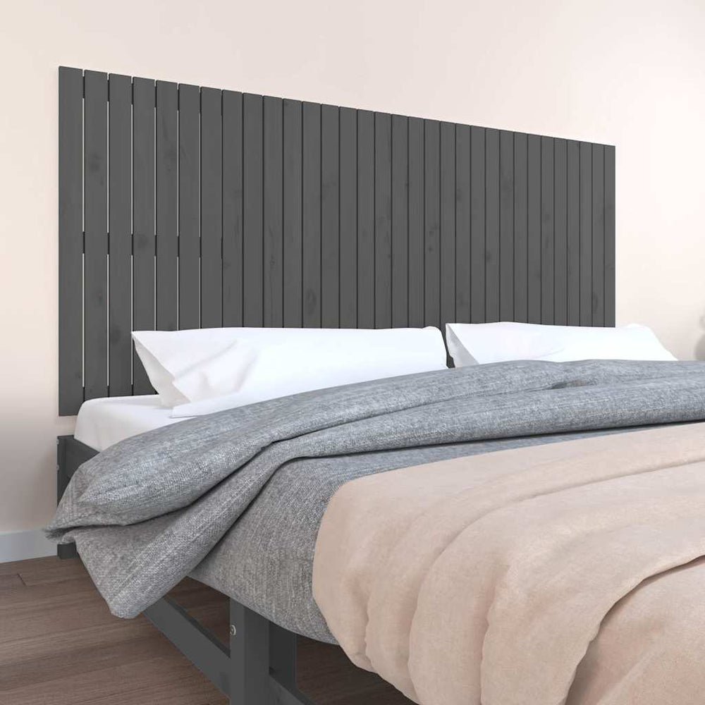 vidaXL Wall Headboard Grey 204x3x90 cm Solid Pine Wood
