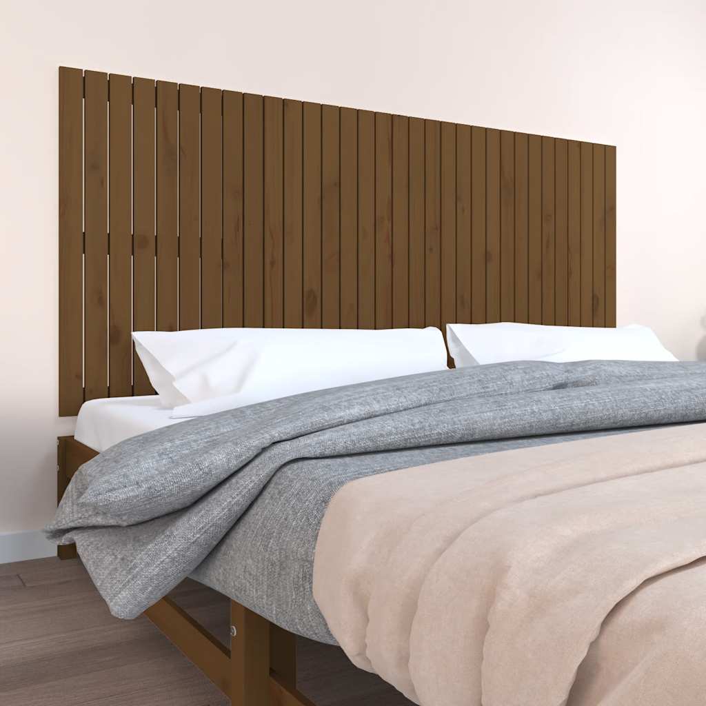 Wand Kopfteil Honigbraun 204cm Kiefer Massivholz