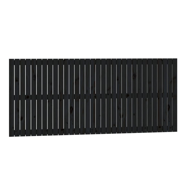 Schwarzes Wand-Kopfteil 204 cm Kiefer Massivholz