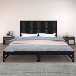 Schwarzes Wand-Kopfteil 204 cm Kiefer Massivholz