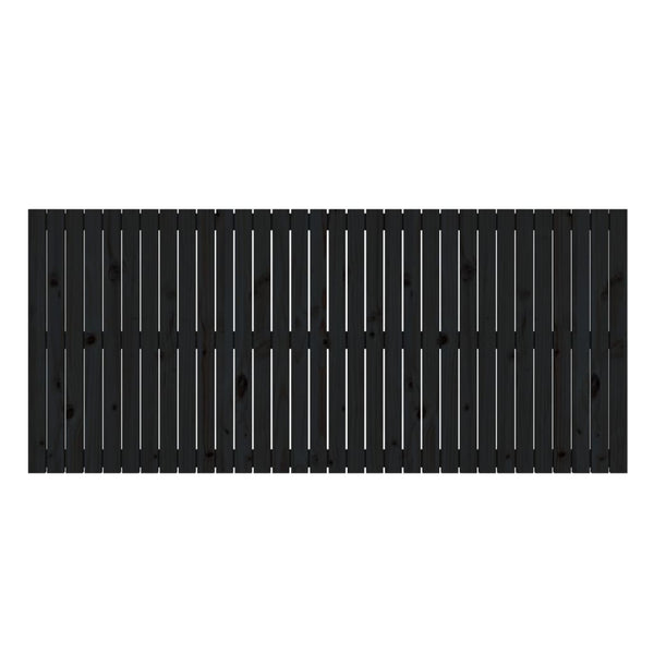 Schwarzes Wand-Kopfteil 204 cm Kiefer Massivholz