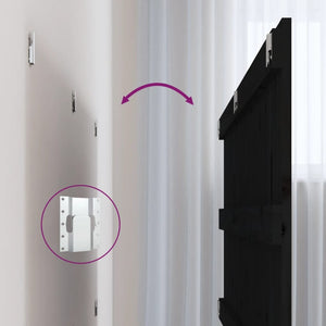 Schwarzes Wand-Kopfteil 204 cm Kiefer Massivholz
