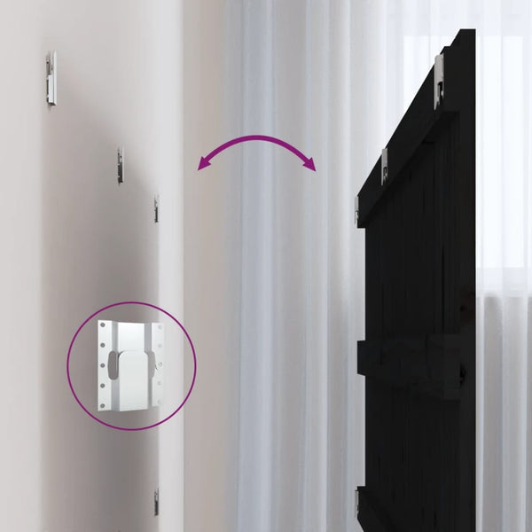 Schwarzes Wand-Kopfteil 204 cm Kiefer Massivholz