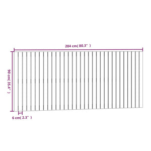 Schwarzes Wand-Kopfteil 204 cm Kiefer Massivholz