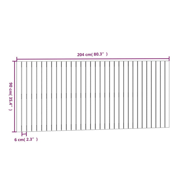 Schwarzes Wand-Kopfteil 204 cm Kiefer Massivholz