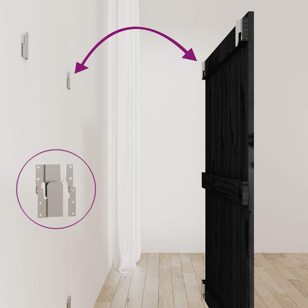 Schwarzes Wand-Kopfteil Kiefer Massivholz 95,5cm