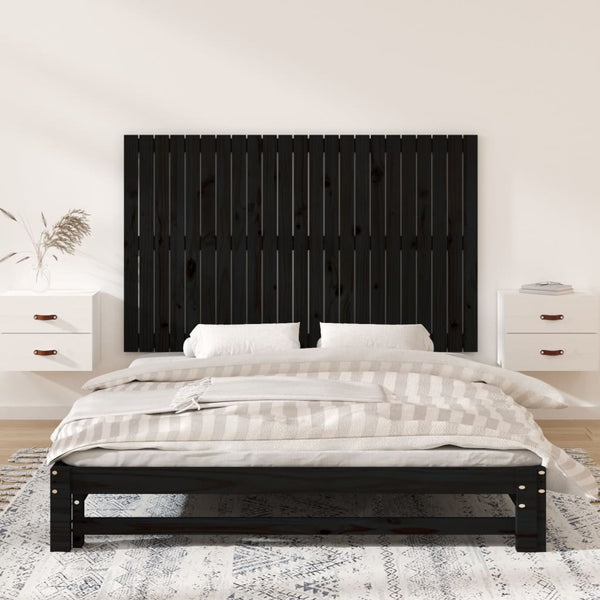 Schwarzes Wandkopfteil 147cm Kiefer Massivholz