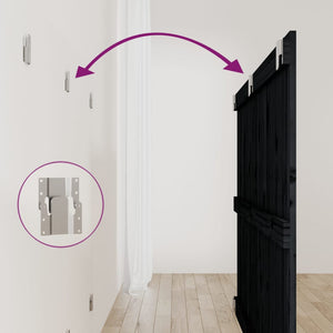 Schwarzes Wandkopfteil 147cm Kiefer Massivholz