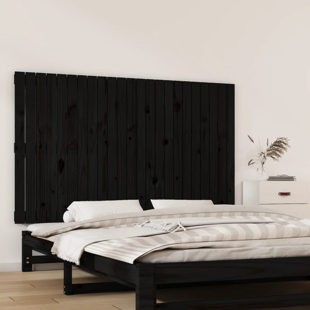 Schwarzes Wandkopfteil 147cm Kiefer Massivholz