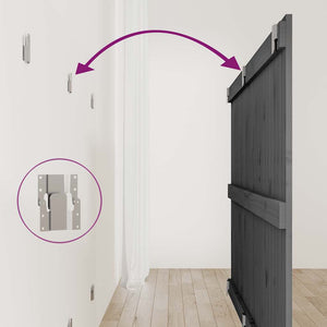 Wand Kopfteil Grau 159,5cm Kiefer Massivholz