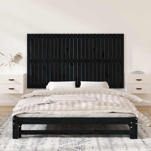 Wand Kopfteil Schwarz 160cm Massivholz
