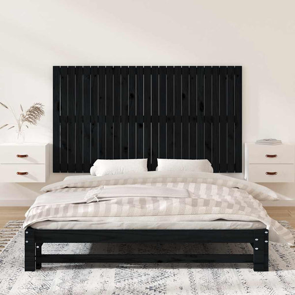 Wand Kopfteil Schwarz 160cm Massivholz