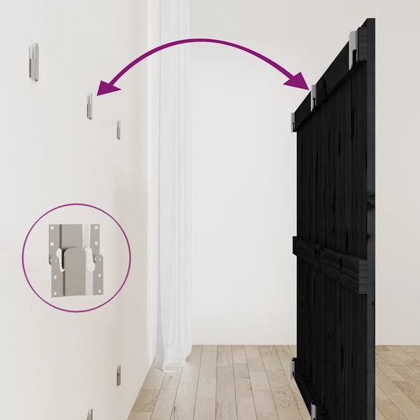 Wand Kopfteil Schwarz 160cm Massivholz