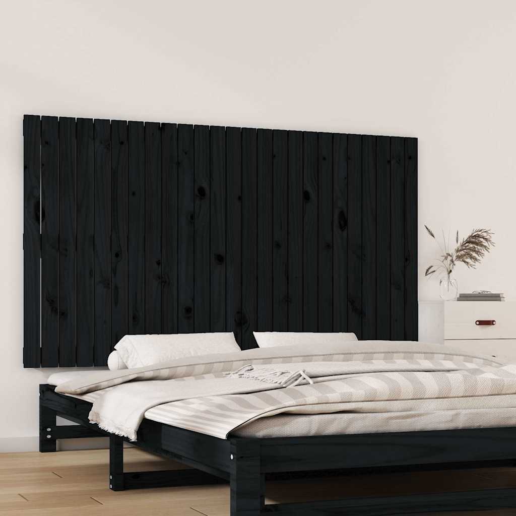 Wand Kopfteil Schwarz 160cm Massivholz