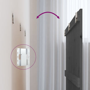 Graues Wand-Kopfteil 166cm Kiefer Massivholz