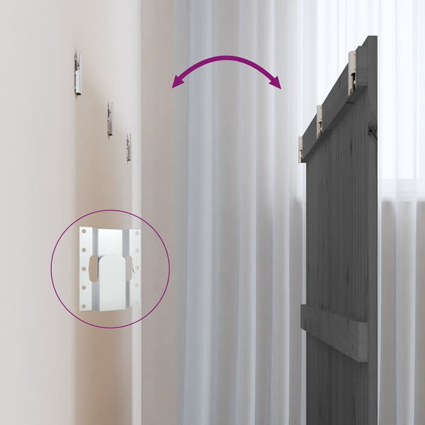 Graues Wand Kopfteil 185cm Massivholz