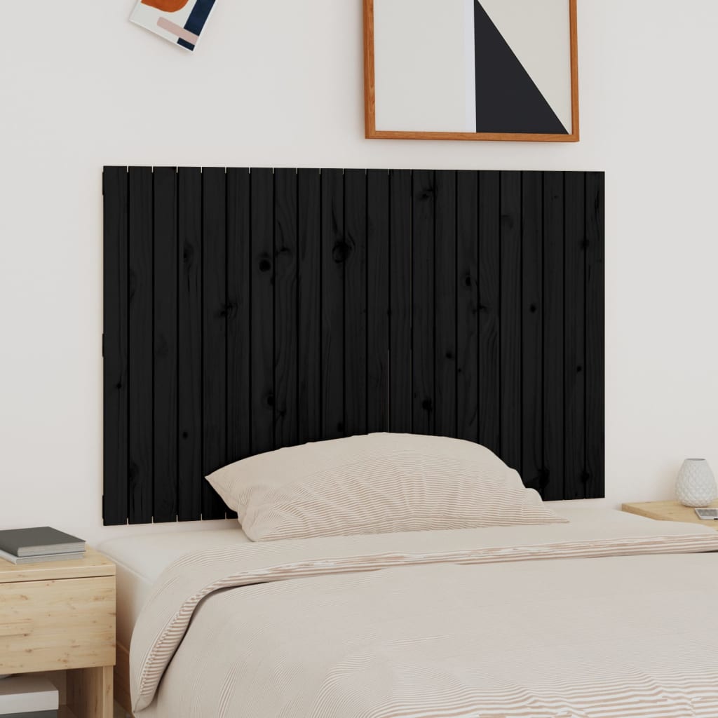 Schwarzes Wand-Kopfteil 140cm Kiefer Massivholz