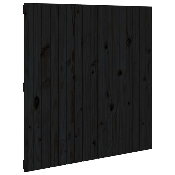 Schwarzes Wand-Kopfteil 108 cm Kiefer Massivholz