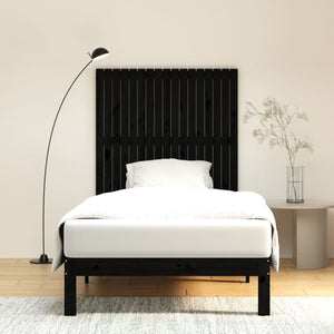 Schwarzes Wand-Kopfteil 108 cm Kiefer Massivholz
