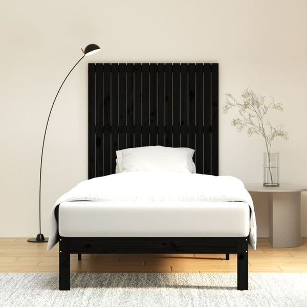 Schwarzes Wand-Kopfteil 108 cm Kiefer Massivholz