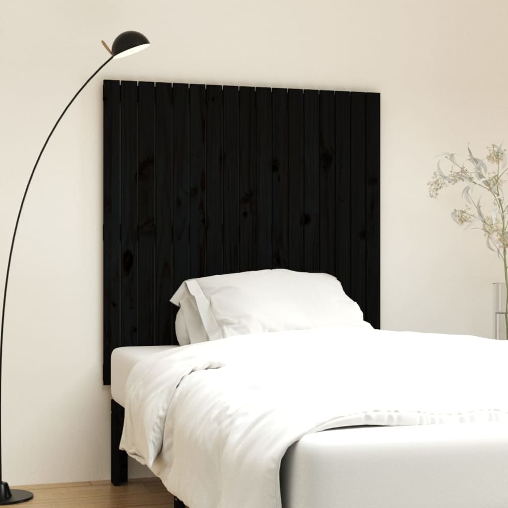 Schwarzes Wand-Kopfteil 108 cm Kiefer Massivholz