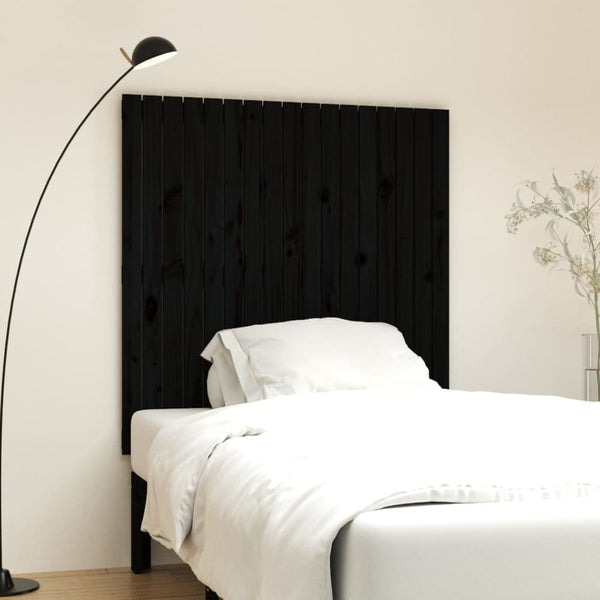 Schwarzes Wand-Kopfteil 108 cm Kiefer Massivholz