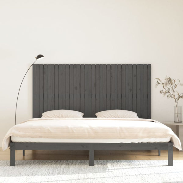 Wand Kopfteil Grau 204cm Kiefer Massivholz