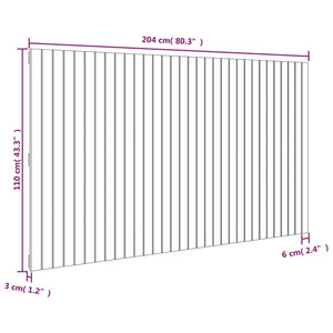 Wand Kopfteil Grau 204cm Kiefer Massivholz