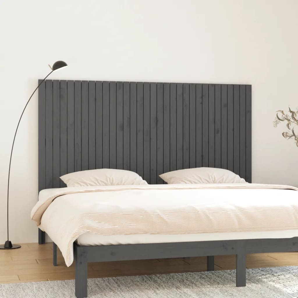 Wand Kopfteil Grau 204cm Kiefer Massivholz