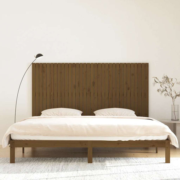 Wand Kopfteil Honigbraun 204cm Kiefer Massivholz
