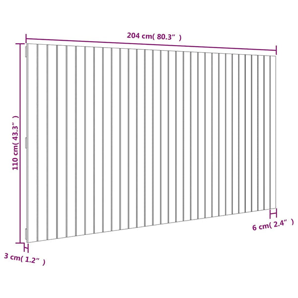 Wand Kopfteil Honigbraun 204cm Kiefer Massivholz