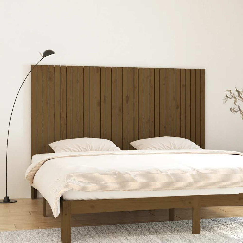 vidaXL Wall Headboard Honey Brown 204x3x110 cm Solid Pine Wood