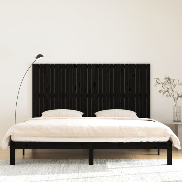 Schwarzes Wandkopfteil 204cm Kiefer Massivholz