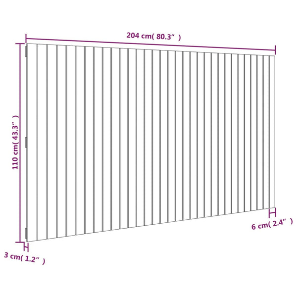 Schwarzes Wandkopfteil 204cm Kiefer Massivholz