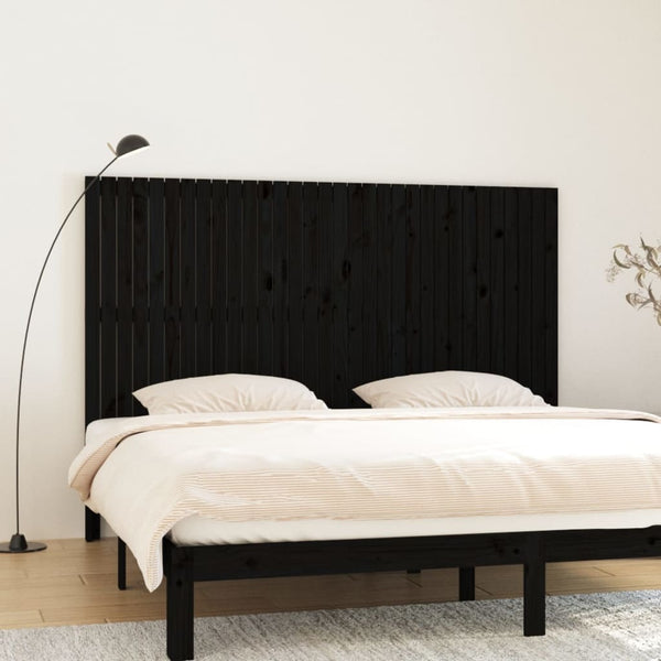 Schwarzes Wandkopfteil 204cm Kiefer Massivholz